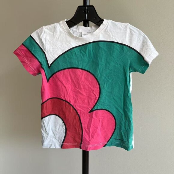 Burberry Girls White Flower T-Shirt 100% cotton Size 7 - Picture 1 of 5